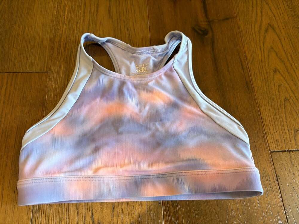 Athleta Girl Sports Bra Size M/8-10 Multi Tie Dye Racerback